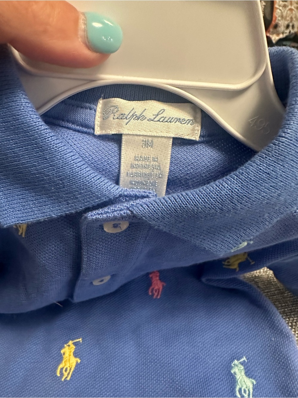 Ralph Lauren Light Blue Polo with Multicolor Pony Embroidery - Kids